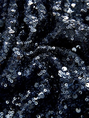 Navy Short Sleeve Slash Neck Sequin T-Shirt - Image 8 of 9