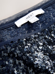 Navy Short Sleeve Slash Neck Sequin T-Shirt - Image 9 of 9