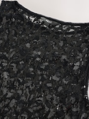 Black Lace Sequin Slash Neck Sleevless Top - Image 7 of 8