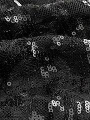 Black Lace Sequin Slash Neck Sleevless Top - Image 8 of 8