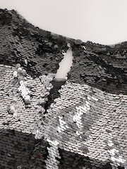 Silver/Black Stripe Sequin Boxy Crew Neck T-Shirt - Image 7 of 7