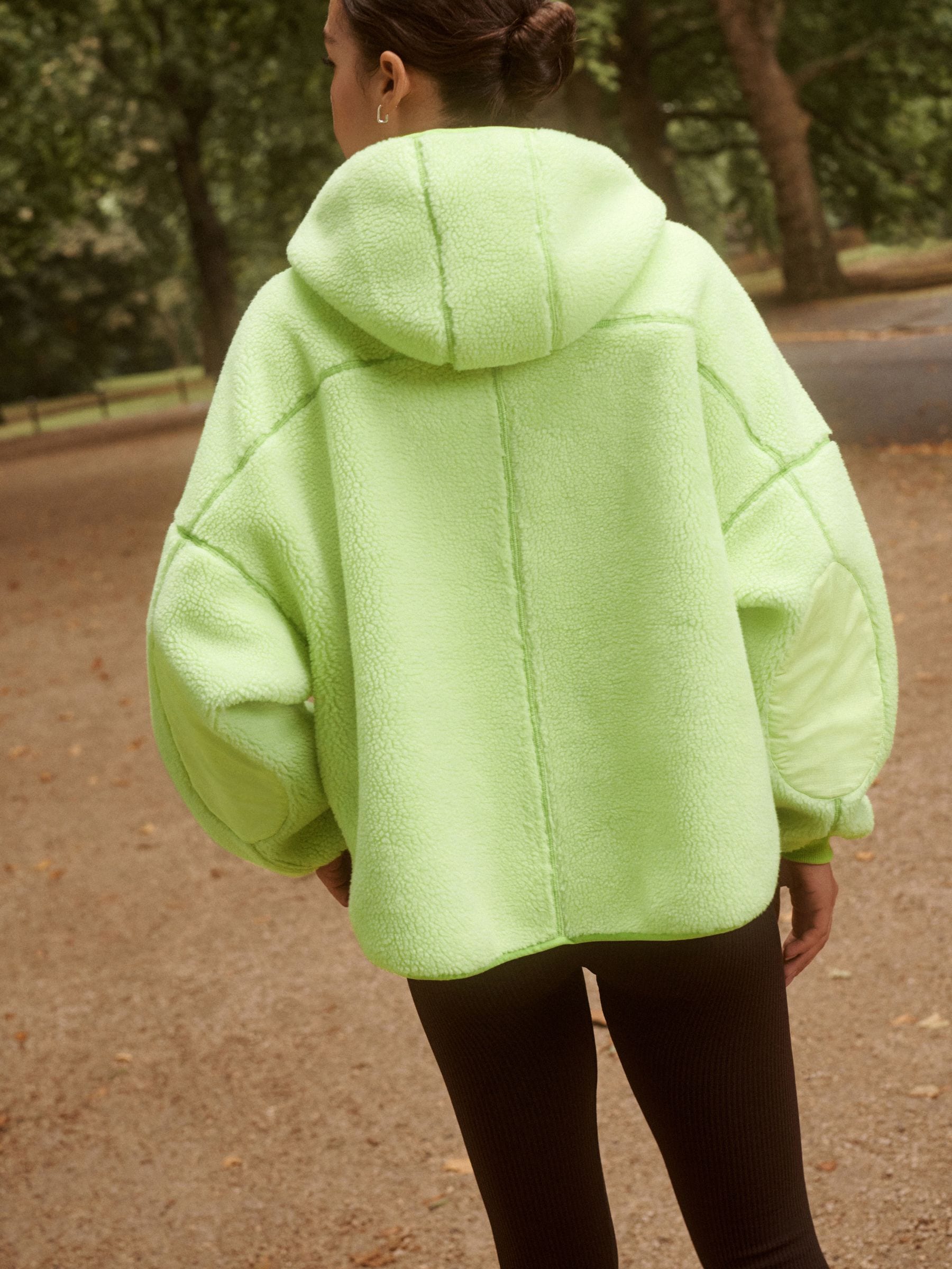 Buy Lime Green Active Borg Hooded Jacket from Next USA