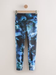 Blue Paint Print Power Active Sports Leggings - Image 1 of 3