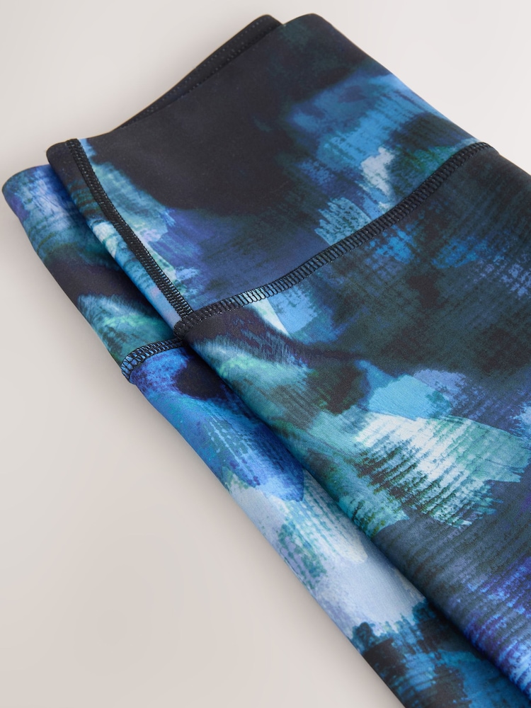 Blue Paint Print Power Active Sports Leggings - Image 3 of 3