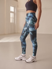 Blue Paint Print Power Active Sports Leggings - Image 5 of 9