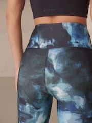 Blue Paint Print Power Active Sports Leggings - Image 6 of 9