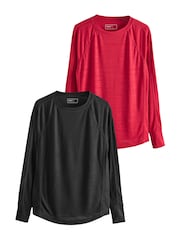 Black/Red Active Lightweight Long Sleeve Sports Tops 2 Pack - Image 12 of 12