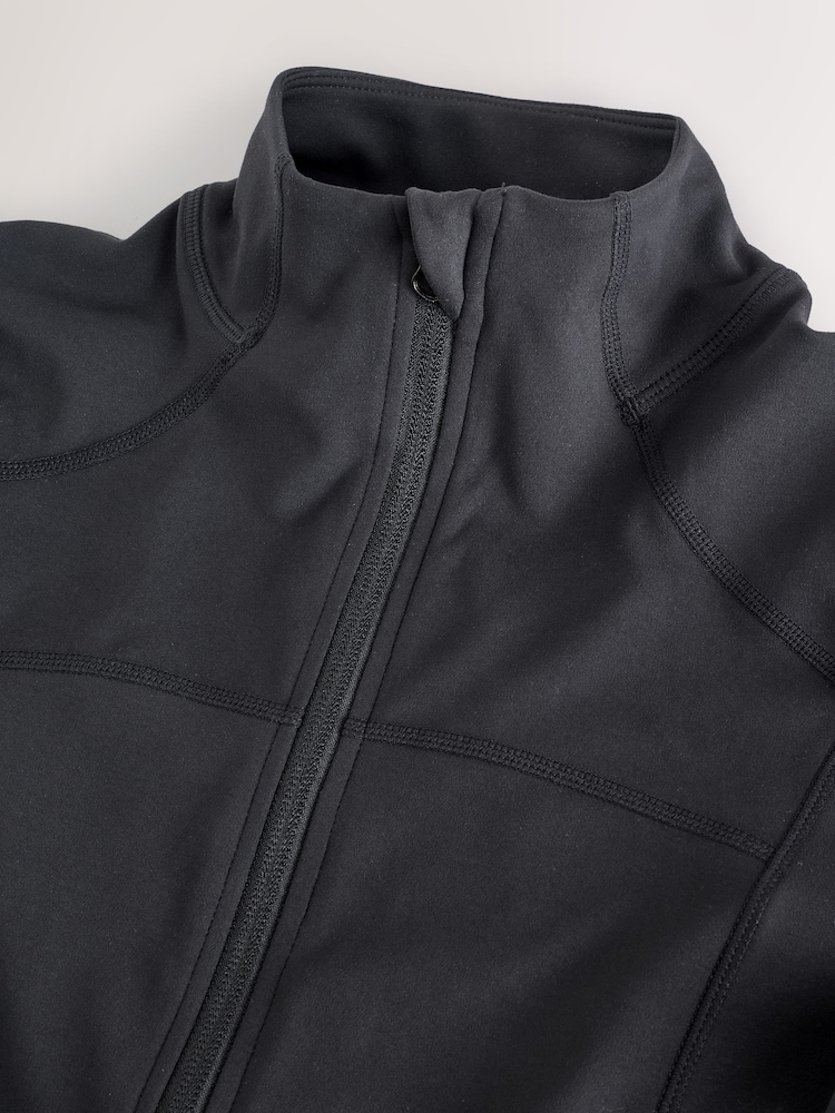 Veste sport microfibre zippée, noir