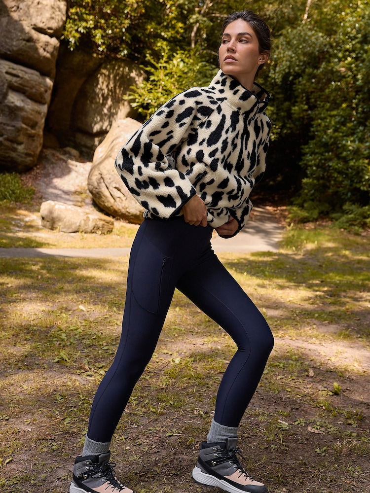 Navy Fleece Lined Sports Leggings - Image 1 of 9