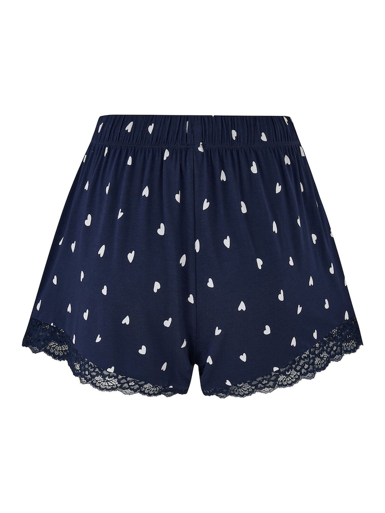 Pour Moi Blue Sofa Loves Lace Soft Jersey Shorts - Image 4 of 4