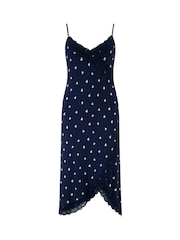 Pour Moi Blue Sofa Loves Lace Soft Jersey Hidden Support Wrap Midi Chemise - Image 3 of 4