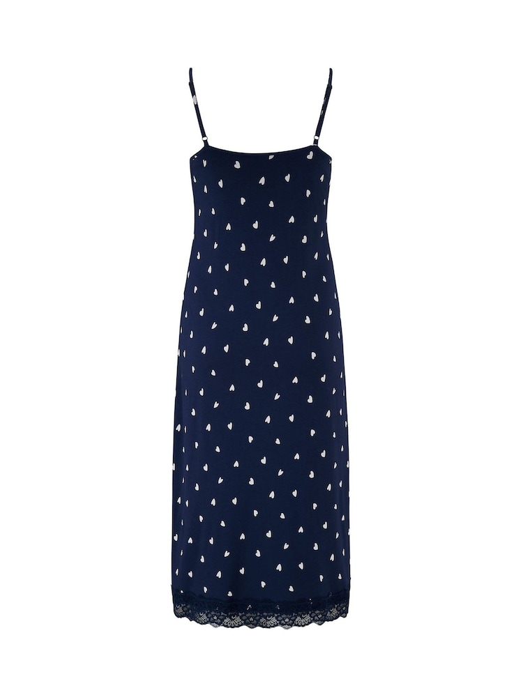 Pour Moi Blue Sofa Loves Lace Soft Jersey Hidden Support Wrap Midi Chemise - Image 4 of 4