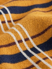 Blue/Yellow Button Neck Regular Fit Long Sleeve Check Pattern Knitted Polo Shirt - Image 9 of 9