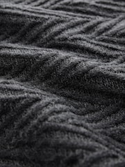 Charcoal Grey Regular Fit Herringbone Knit Crew Neck Jumper - Image 7 of 7