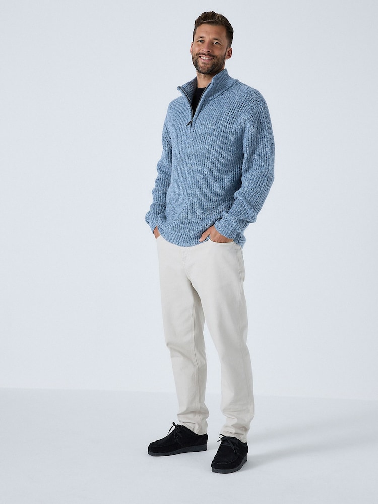 Mens Next Blue Regular Fit Textured Knit Quarter Zip Neck Jumper with Wool XL Mens Next Blue Regular Fit Textured Knit Quarter Zip Neck Jumper with Wool XL