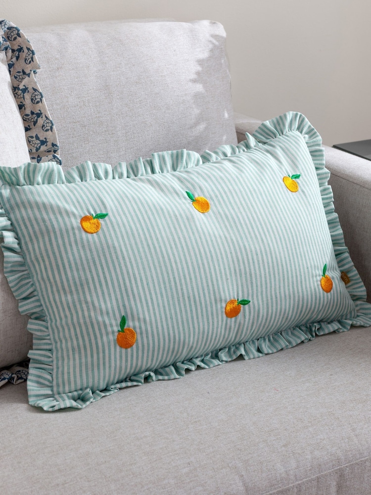 Furn Orange Les Fruites Embroidered Ruffle Cushion - Image 1 of 5