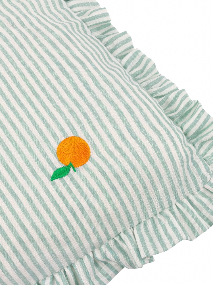 Furn Orange Les Fruites Embroidered Ruffle Cushion - Image 5 of 5