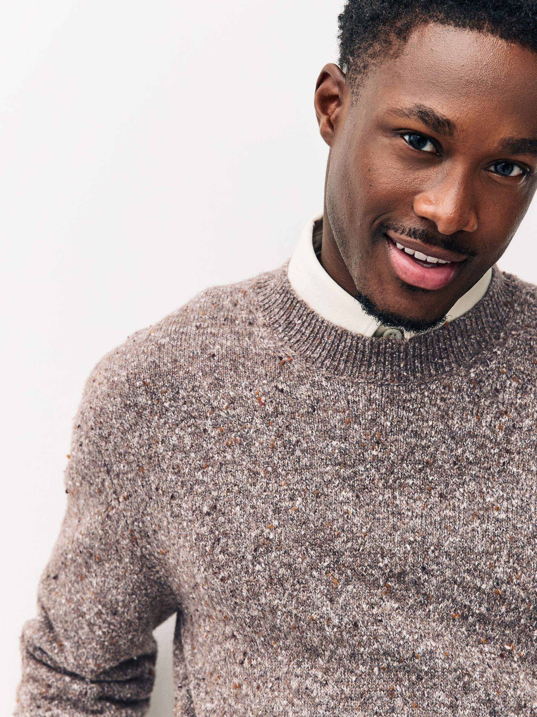 Buy Neutral Regular Fit Neppy Crew Neck Jumper with Wool from Next