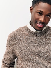 Neutral Regular Fit Neppy Crew Neck Jumper with Wool - Image 1 of 7