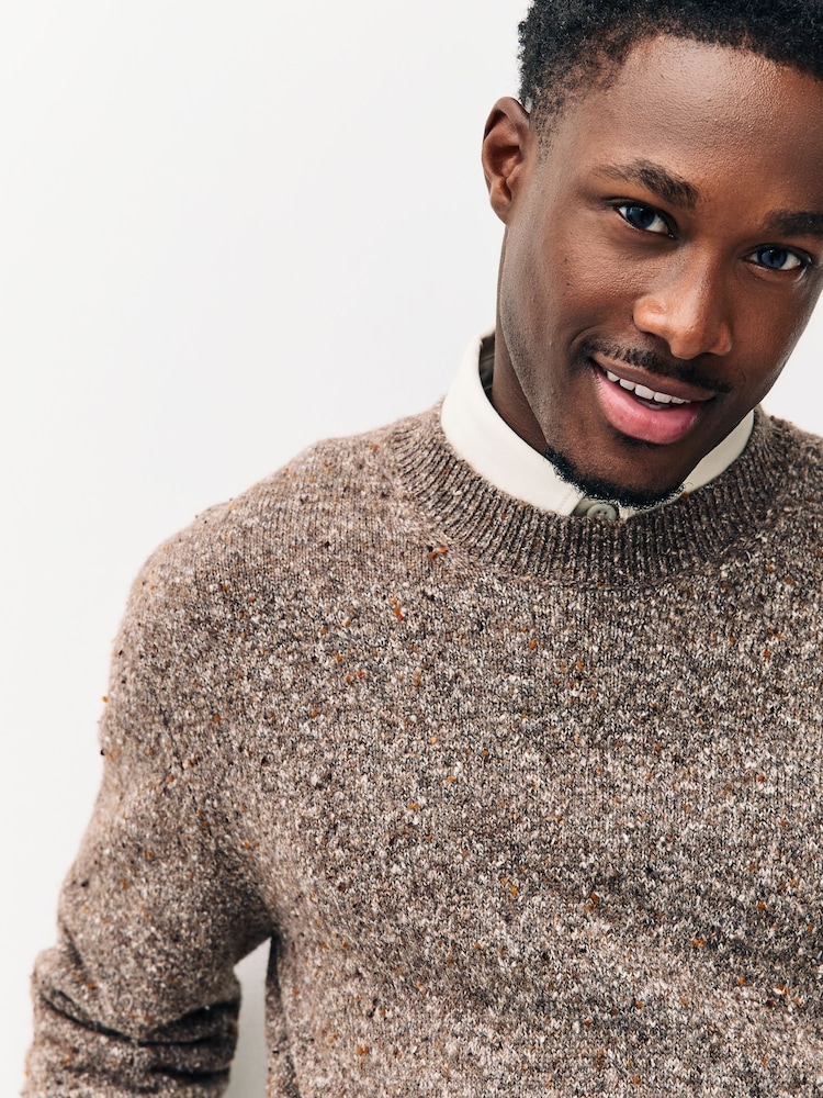 Neutral Regular Fit Neppy Crew Neck Jumper with Wool - Image 1 of 7 Neutral Regular Fit Neppy Crew Neck Jumper with Wool - Image 1 of 7