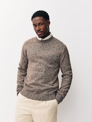 Neutral Regular Fit Neppy Crew Neck Jumper with Wool - Image 3 of 7