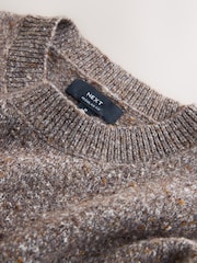 Neutral Regular Fit Neppy Crew Neck Jumper with Wool - Image 6 of 7