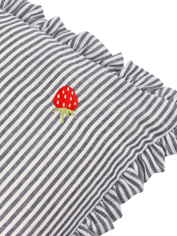 Furn Strawberries Les Fruites Embroidered Ruffle Cushion - Image 6 of 6