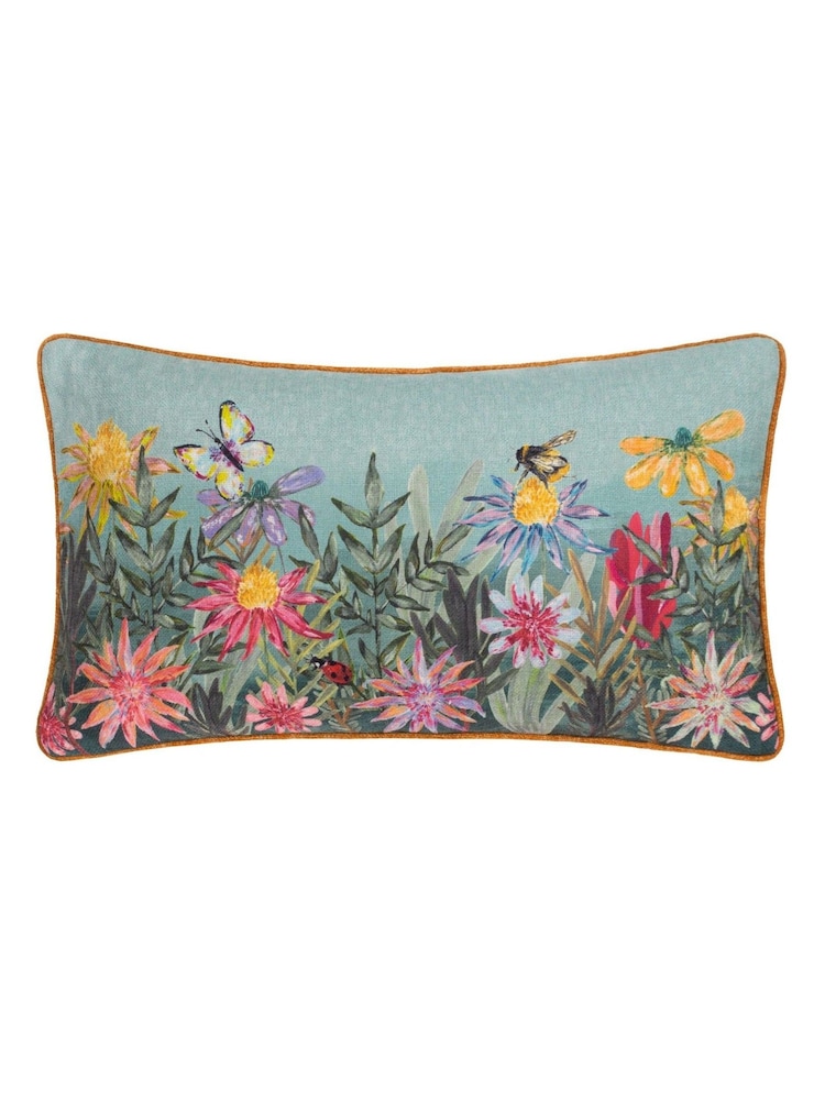 Wylder Nature Sky Blue Country Wilds Blossom Meadow Printed Cushion - Image 1 of 4