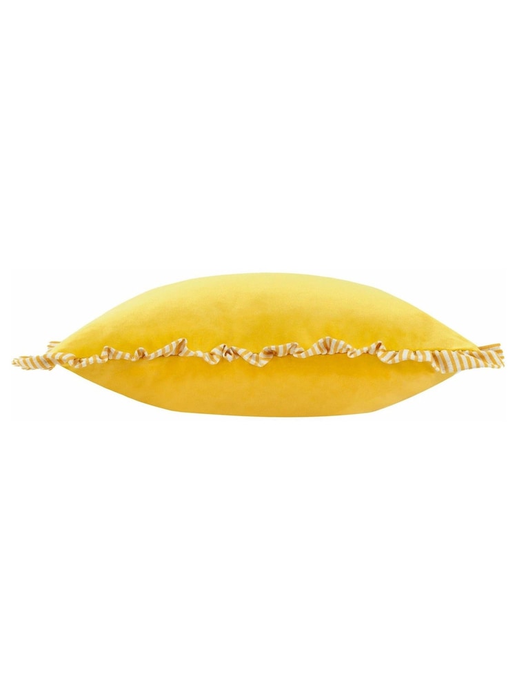Wylder Yellow Solene Ruffle Matte Velvet Cushion - Image 2 of 3 Wylder Yellow Solene Ruffle Matte Velvet Cushion - Image 2 of 3