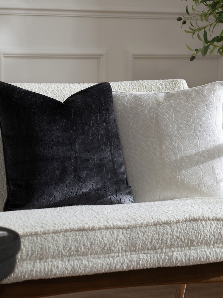 HÖEM Black Malans Piped Velvet Cushion - Image 2 of 6