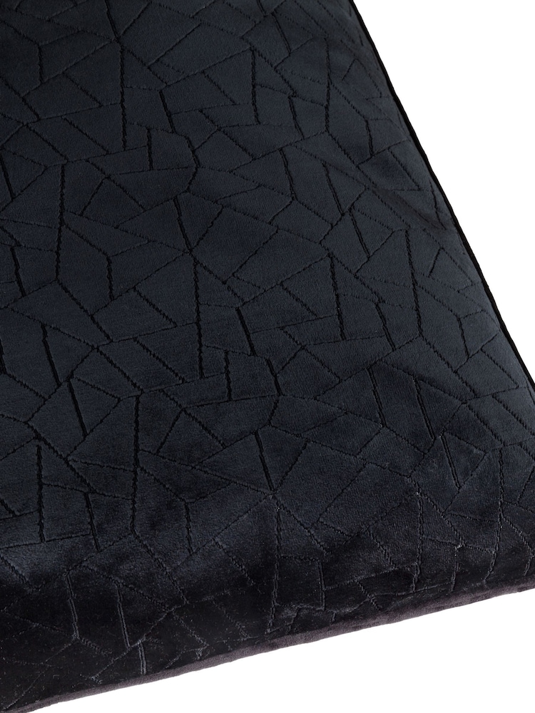 HÖEM Black Malans Piped Velvet Cushion - Image 6 of 6