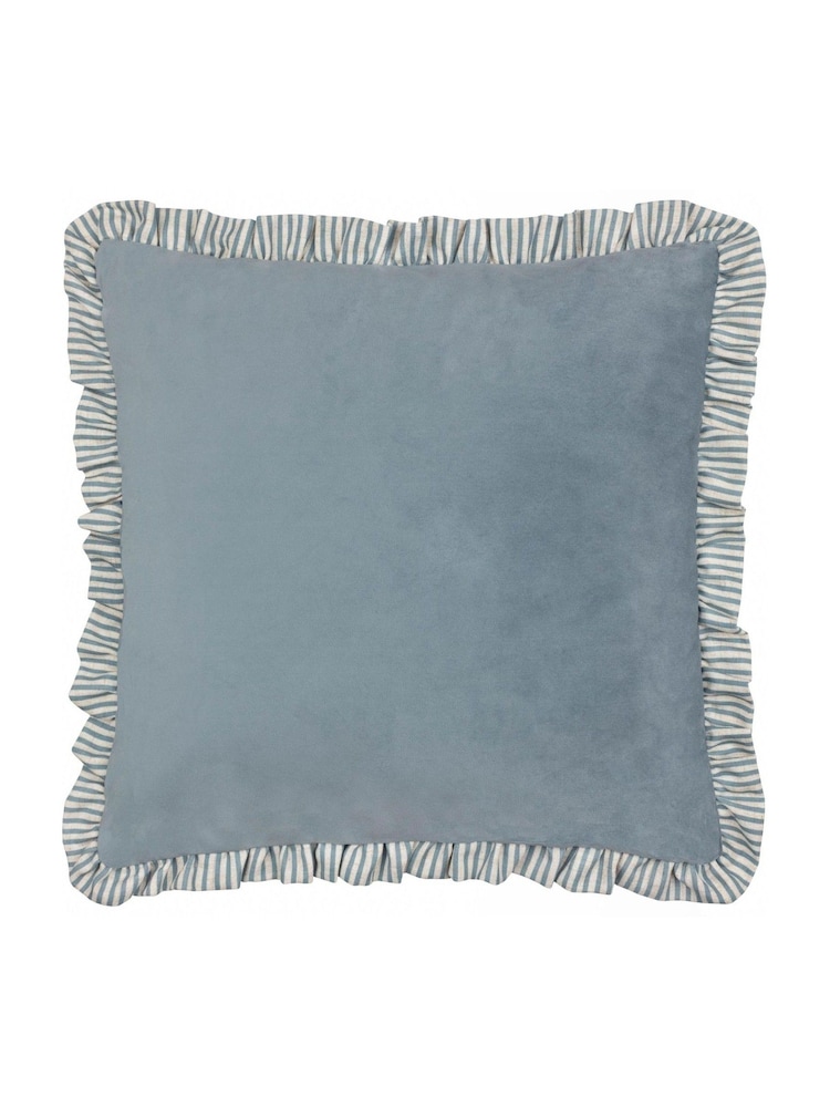 Wylder Blue Solene Ruffle Matte Velvet Cushion - Image 1 of 4
