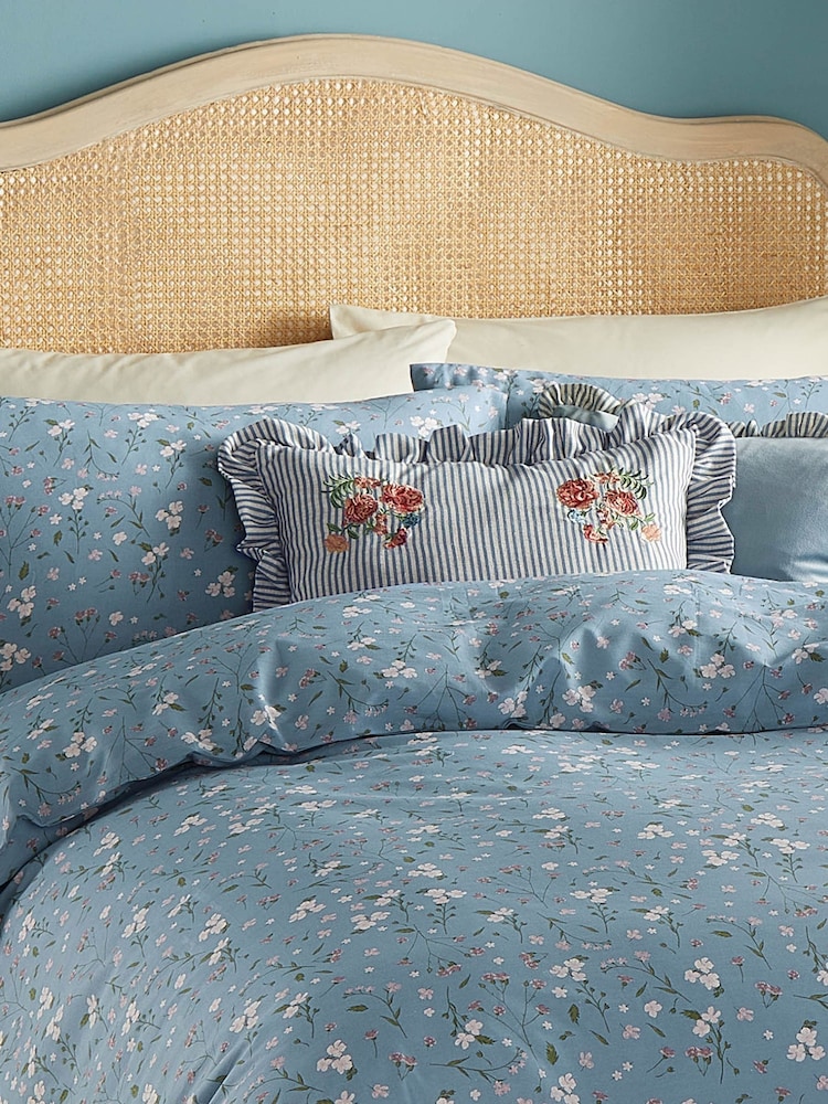 Wylder Blue Solene Ruffle Matte Velvet Cushion - Image 4 of 4