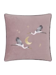 Paoletti Dusty Pink Moonlit Flight Embroidered Polyester Fill Cushion - Image 2 of 6