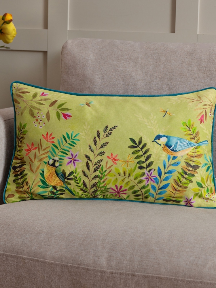 Evans Lichfield Spring Green Daisy Hill Meadow Tales Printed Cushion - Image 1 of 6