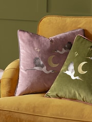 Paoletti Olive Moonlit Flight Embroidered Polyester Fill Cushion - Image 6 of 6