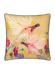 Wylder Nature Gold Country Wilds Pheasant Bloom Printed Cushion - Image 1 of 4
