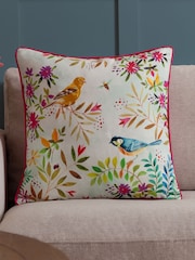 Evans Lichfield Multicolour Daisy Hill Willow Birds Printed Cushion - Image 1 of 6
