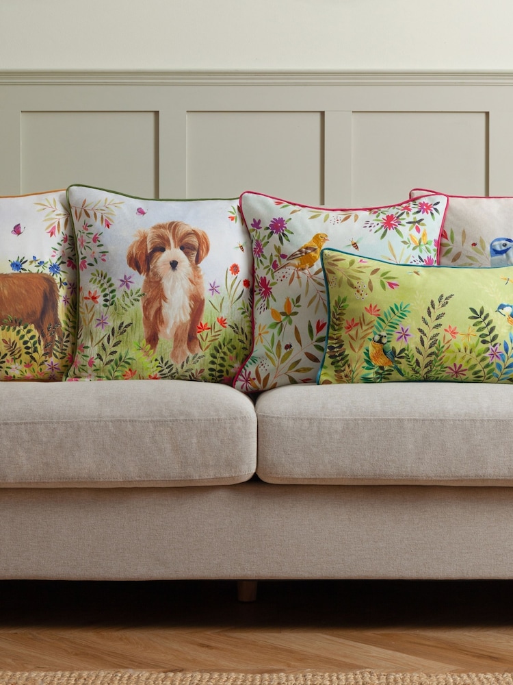 Evans Lichfield Multicolour Daisy Hill Willow Birds Printed Cushion - Image 2 of 6