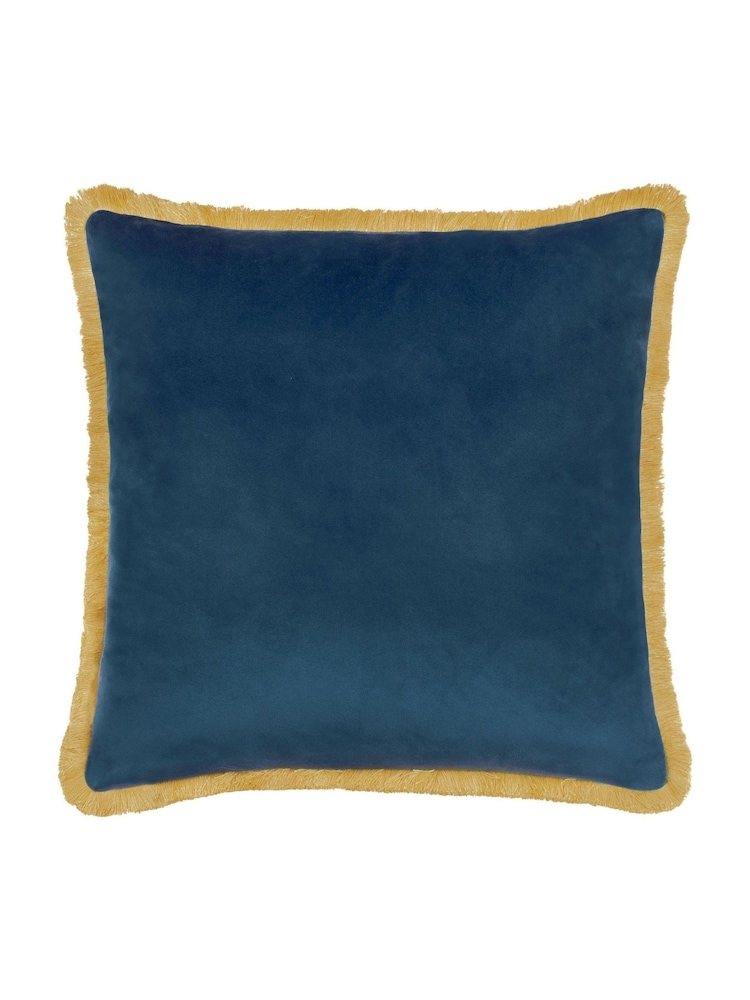 Wylder Nature Blue Marais Cosmos Printed Chenille Cushion - Image 2 of 4