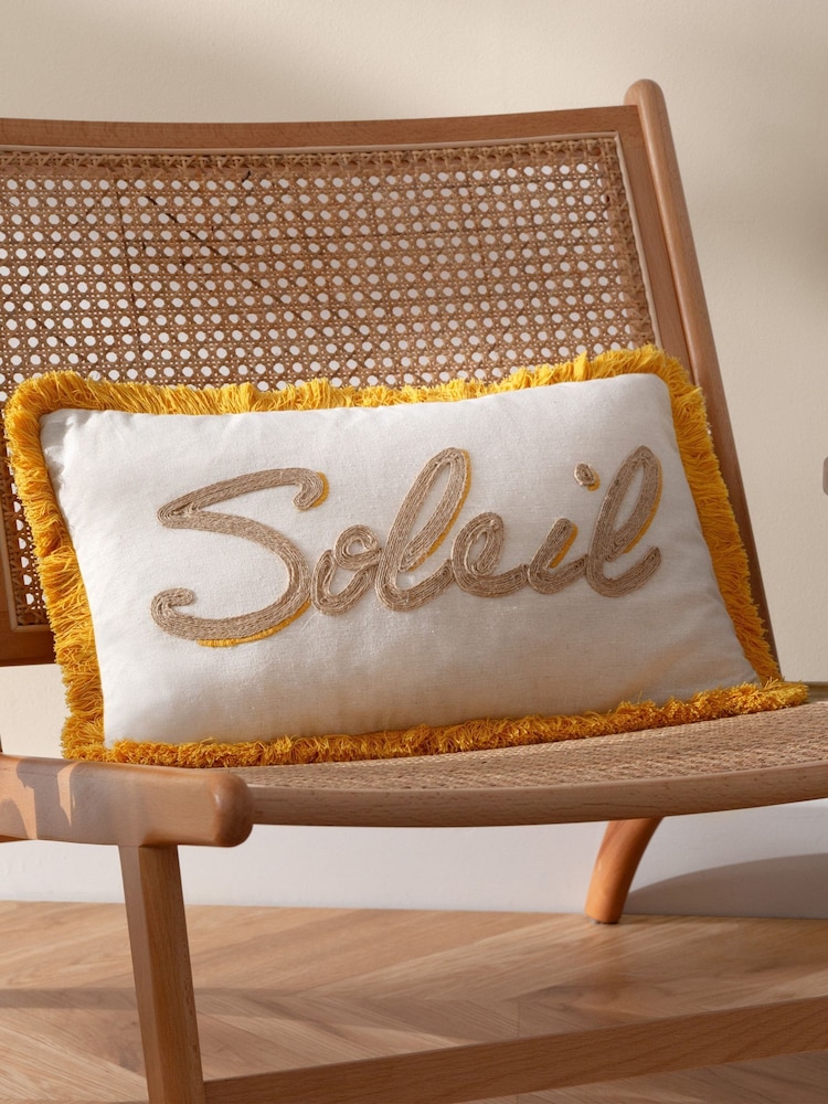 Furn Yellow Soleil Embroidered Cushion - Image 1 of 6