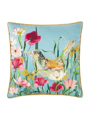 Wylder Nature Multicolour Marais Cosmos Printed Chenille Cushion - Image 1 of 4