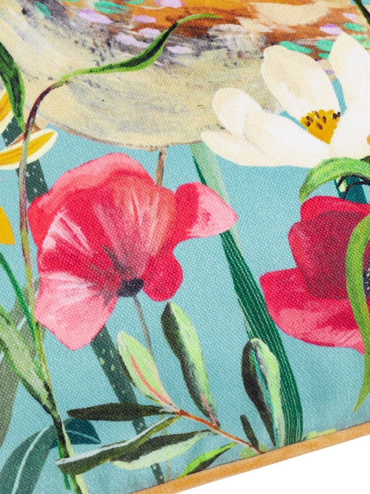Wylder Nature Multicolour Marais Cosmos Printed Chenille Cushion - Image 4 of 4