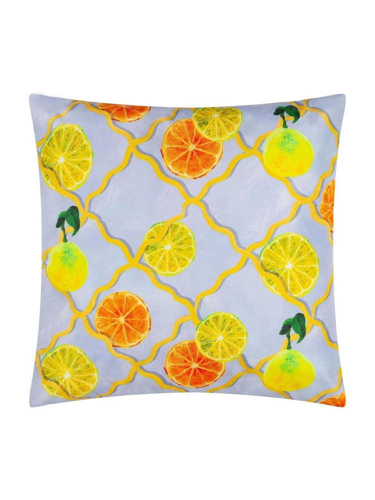 Wylder Blue Citrus Trellis Printed Outdoor Cushion - Image 1 of 4