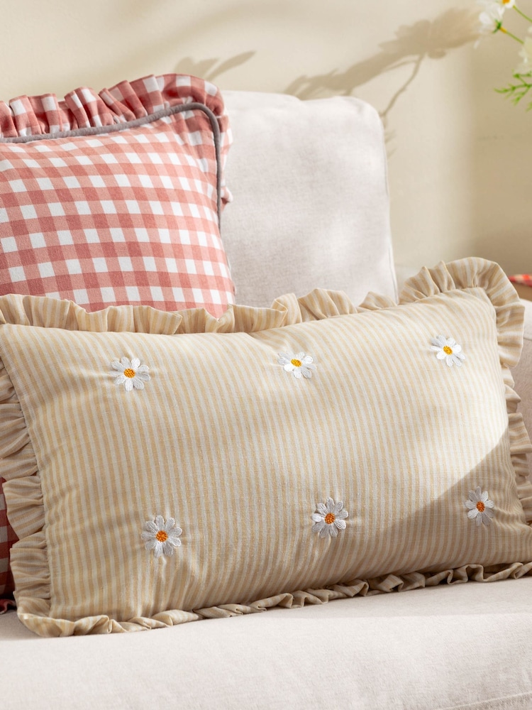 Furn Daises Les Fleurs Embroidered Ruffle Cushion - Image 1 of 6
