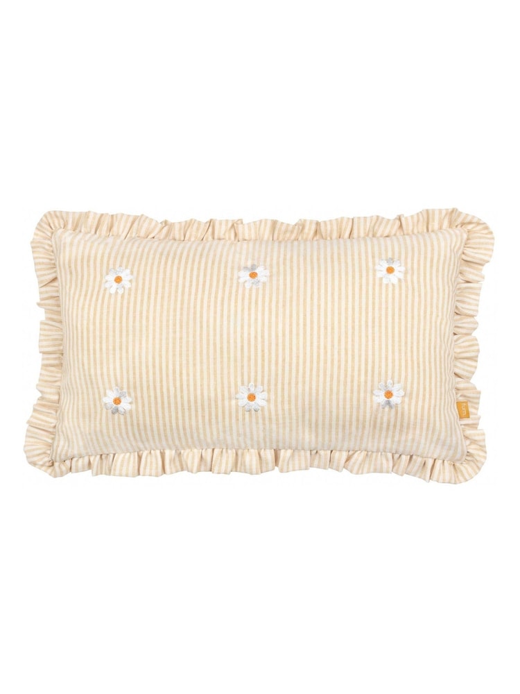 Furn Daises Les Fleurs Embroidered Ruffle Cushion - Image 3 of 6