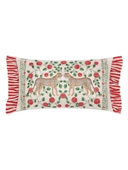Wylder Tropics Linen Okara Leopards Printed Ruffle Cushion - Image 3 of 6