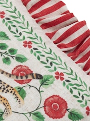 Wylder Tropics Linen Okara Leopards Printed Ruffle Cushion - Image 6 of 6