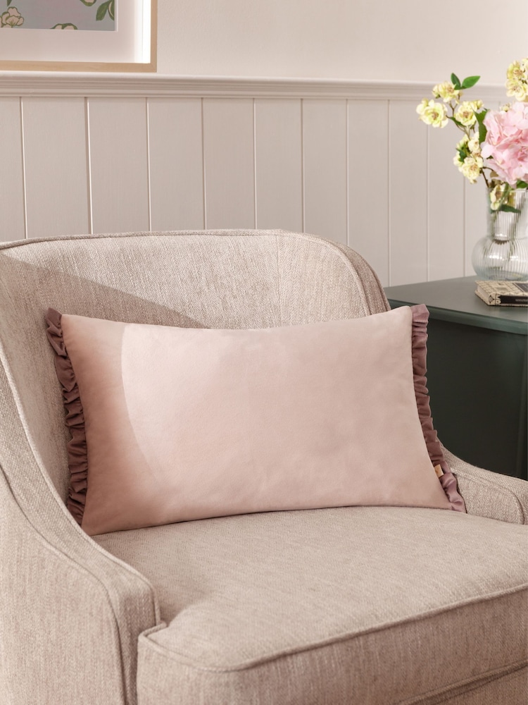 Wylder Pink Tilly Velvet Cushion - Image 1 of 4