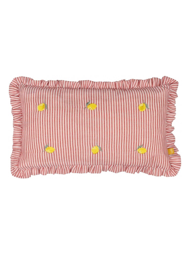 Furn Lemons Les Fruites Embroidered Ruffle Cushion - Image 3 of 6